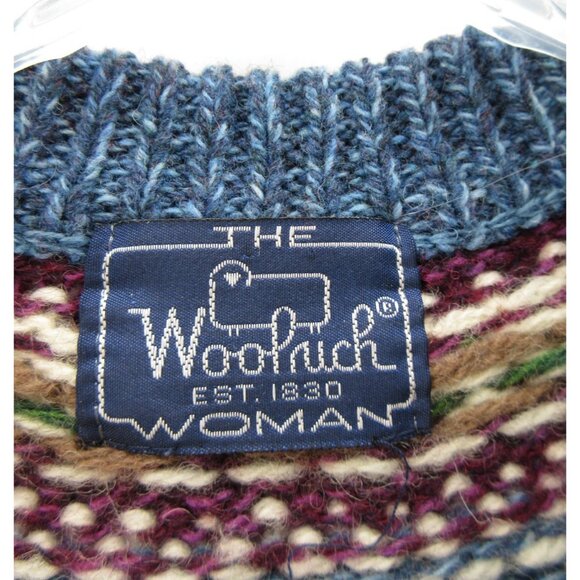 VINTAGE Woolrich Sweater Medium Wool Birdseye Fair Isle Yoke Ski - Picture 9 of 10